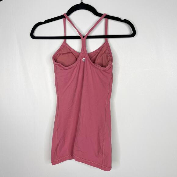 Lululemon Womens 2 Moss Rose Pink Power Pose Tank Top Built In Bra Luon Stretch - Picture 2 of 8